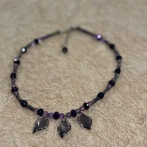 Elegant Purple Beaded Necklace with Silver Accents